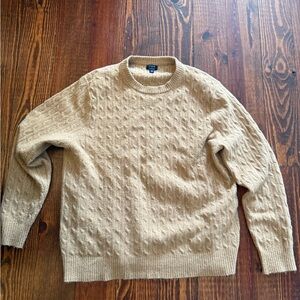 J. Crew Tan Crewneck Sweater with Textured Knit